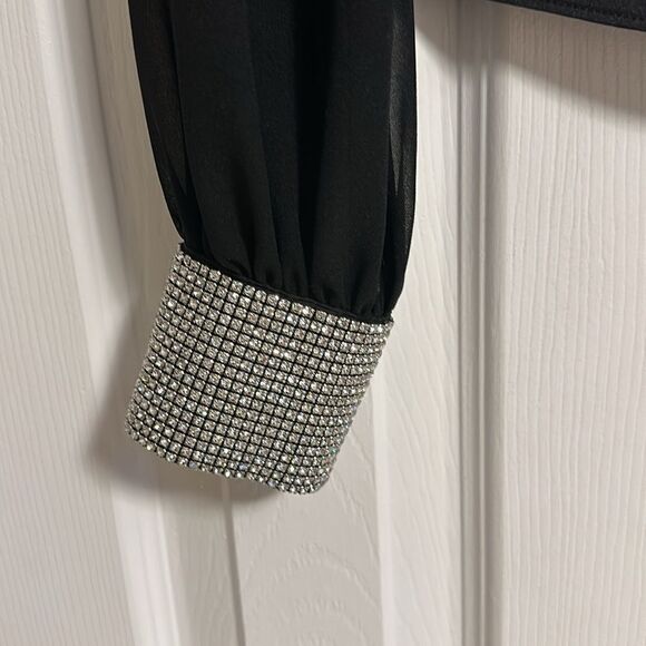 GENERATION LOVE ASHLEY CRYSTAL BLACK BLOUSE - Picture 2 of 7